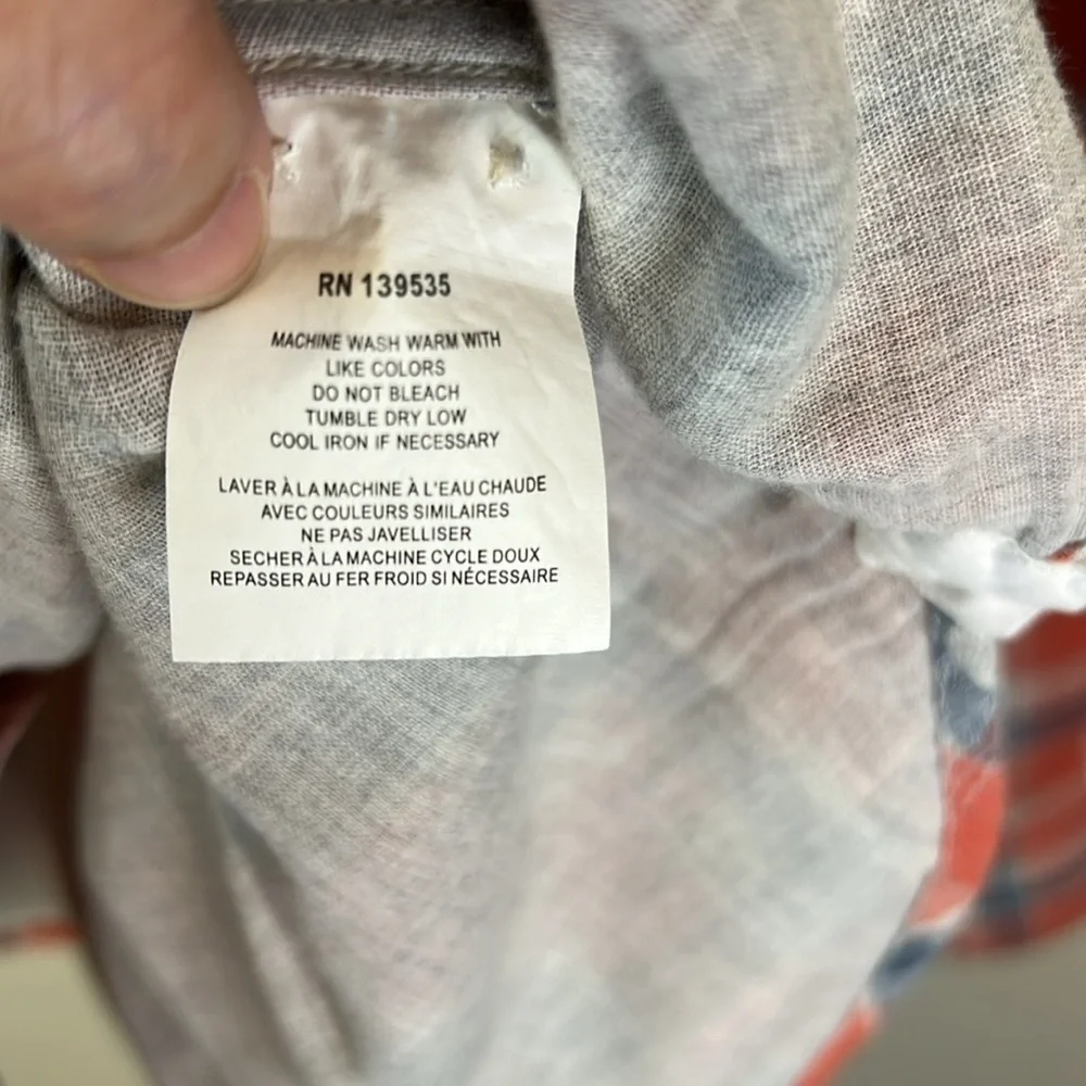 Grayers Cotton Flannel Plaid Lo g Sleeve Button Down Top Size XL